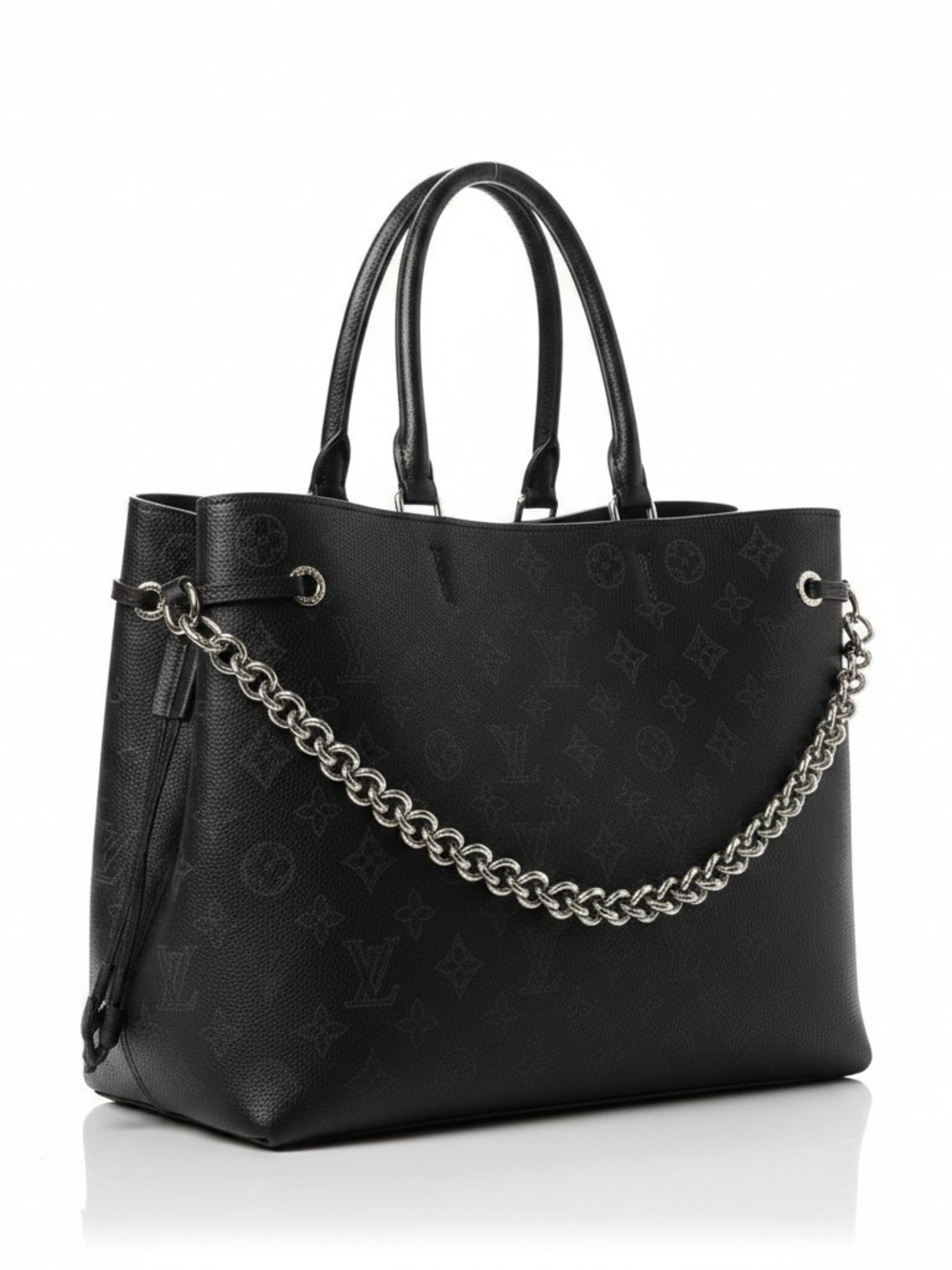Luxury Black Monogram Tote with Chain Strap - Picture 11 of 11
